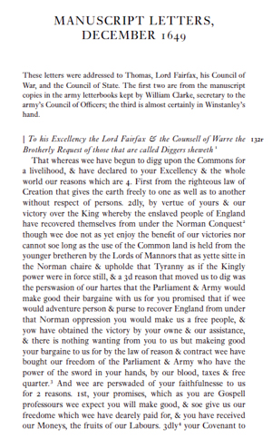English Diggers writing