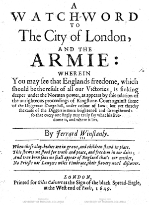 English Diggers writing