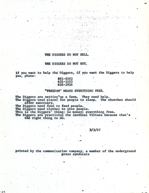 A Digger street sheet