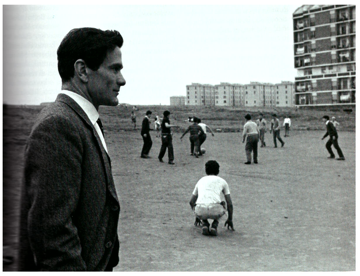 Pier Paolo Pasolini in Rome�s Quarticciolo district (1960). His death enters the memoir�s closing recollections.